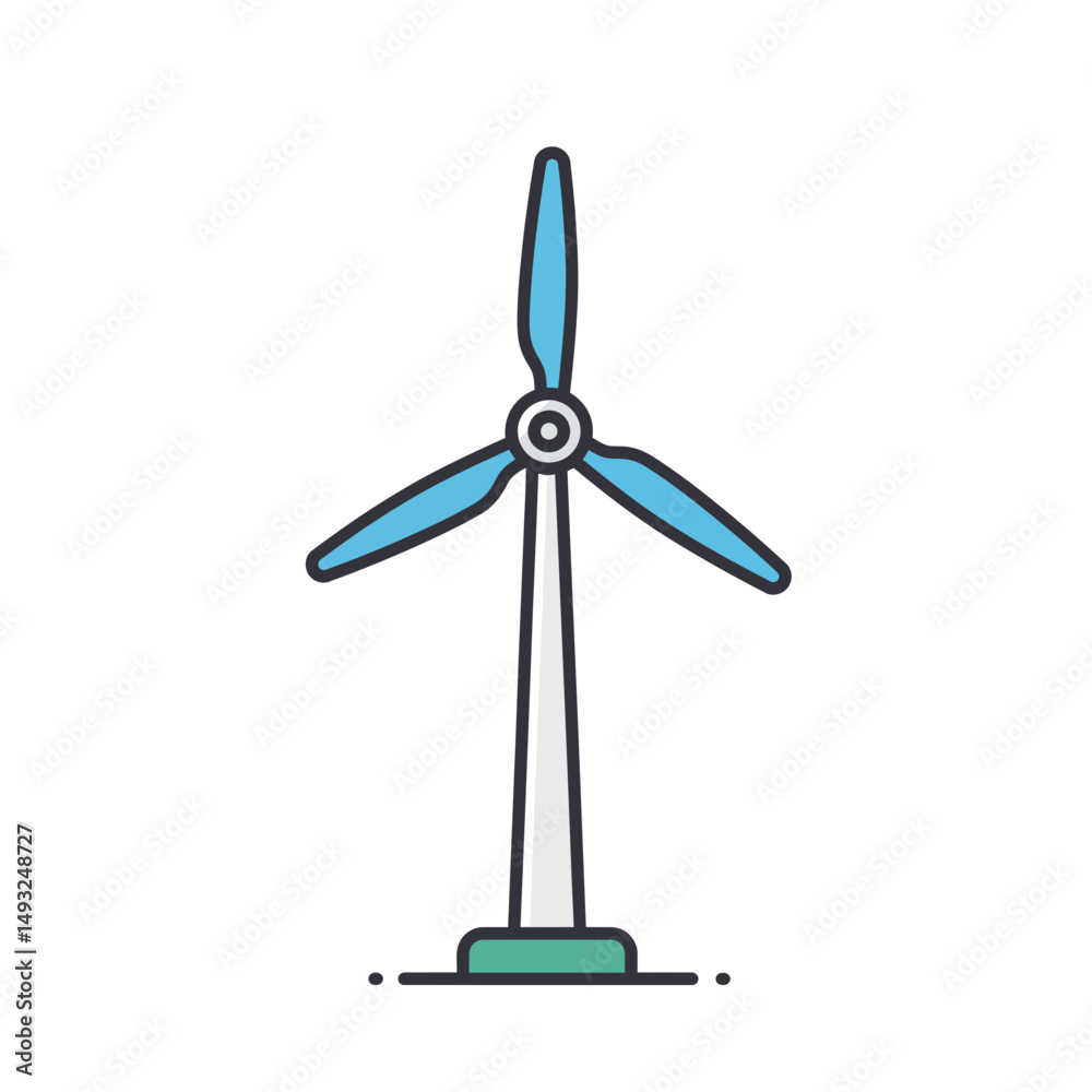 Modern Wind Turbine With Three Rotating Blades Generating Clean Renewable Energy Modern Wind Turbine With Three Rotating Blades Generating Clean Renewable Energy