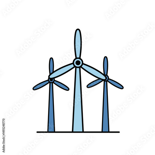 Sustainable Wind Turbine Icon Featuring Three Aerodynamic Blades For Eco Friendly Power