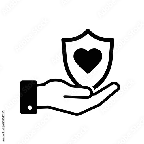 Caring Open Hand Embracing a Shield With a Heart Denoting Compassionate Protection