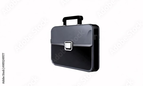 Modern Black Briefcase Isolated on White Background