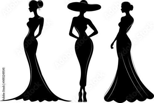 women silhouette on white background, vector