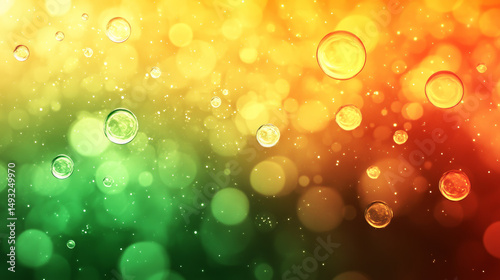 Abstract background with colorful bokeh and bubbles