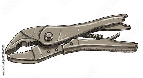 Wallpaper Mural Detailed Hand-Drawn Illustration of a Grey Adjustable Wrench Torontodigital.ca