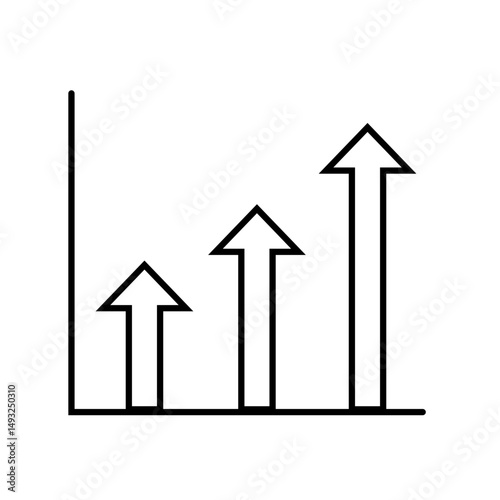 business graph with arrow icon outline