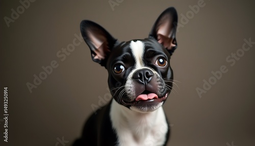 Boston terrier dog pet cute animal puppy breed portrait