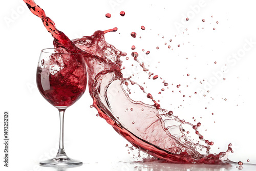 Red Wine Splash Isolated On Transparent Background white Background Ai generate.