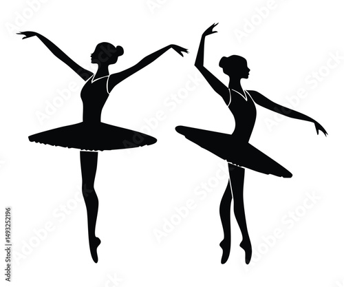 Ballet dancers icon. Silhouette of a ballerina. A young ballerina dances classical ballet. Vector illustration isolated stock illustration
