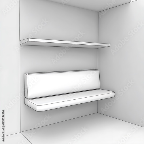Minimalist Interior Design Featuring Shelves and Seating Space