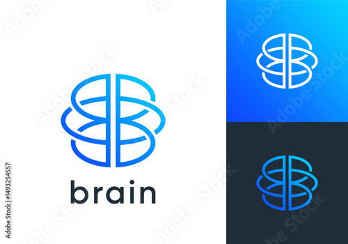 simple brain logo design. smart brain innovation technology vector design inspiration