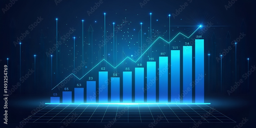 Fototapeta premium Stock market growth chart business financial data on transparent background
