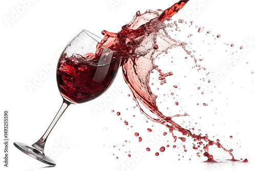 Red Wine Splash Isolated On Transparent Background white Background Ai generate.