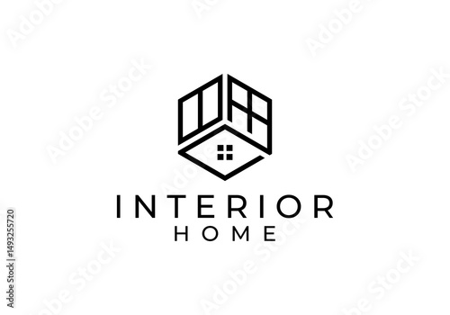door and window logo. home furniture interior decoration vector design concept