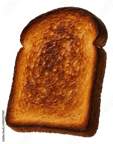 A perfectly toasted slice of bread with a golden-brown crust and crisp texture on transparent background.