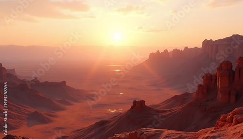 Desert landscape sunset canyon mountains scenic vista view
