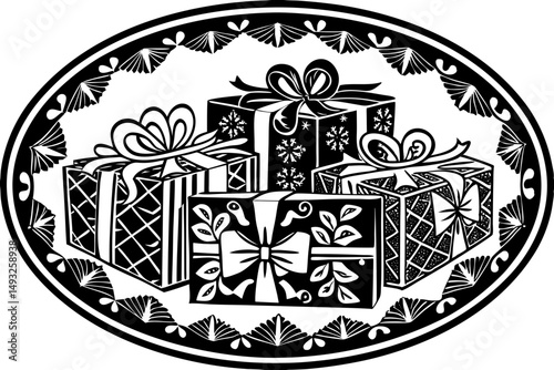 Red and green themed Christmas gift pattern vector illustration