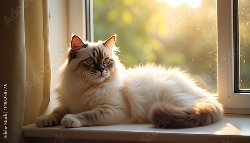 Ragdoll cat window light pet feline animal domestic breed