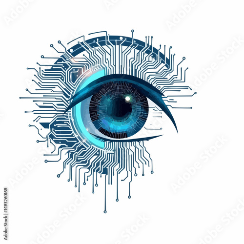 Futuristic AI Cyborg Profile with Complex Neural Circuitry