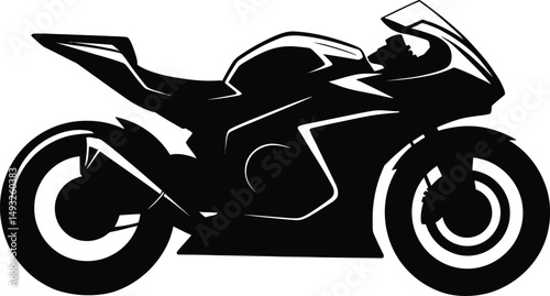 Black and white motorcycle silhouette illustration on a white background