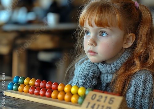 Young girl with colorful abacus