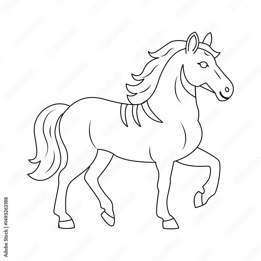 Obraz premium Outline classic horse on a white background