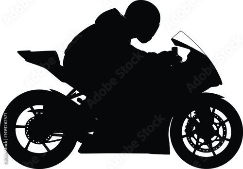 Black and white motorcycle silhouette illustration on a white background