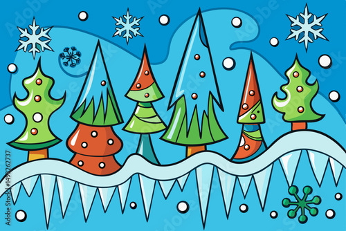 Abstract icy patterns in Christmas colors vector illustration