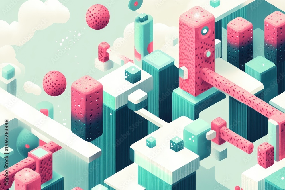 Fototapeta premium Abstract 3D cityscapes with pastel colors