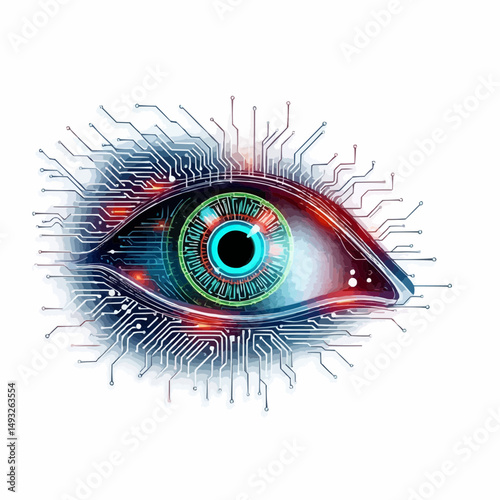 Futuristic AI Cyborg Profile with Complex Neural Circuitry