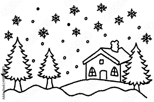 Magical snowfall on Christmas Eve with sparkling lights vector illustration