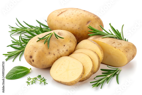 Potatoes Wholesome And Versatile Crop white Background Ai generate.