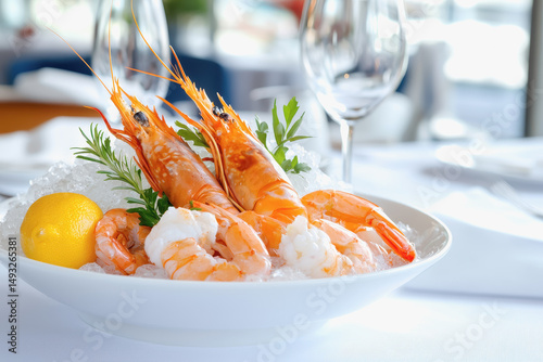 Wallpaper Mural Elegant bowl of shrimp and lemon served on a glistening ice seafood platter with sophisticated culinary appeal Torontodigital.ca