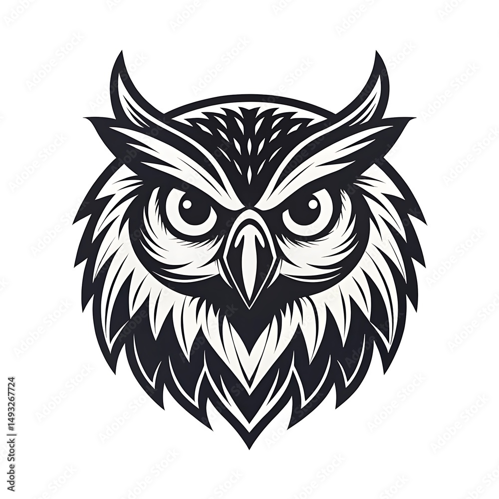 Obraz premium black and white owls head logo design
