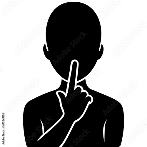 Silhouette of person with finger to lips