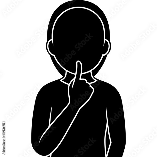 Silhouette of person gesturing for silence