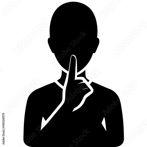 Silhouette of person gesturing silence