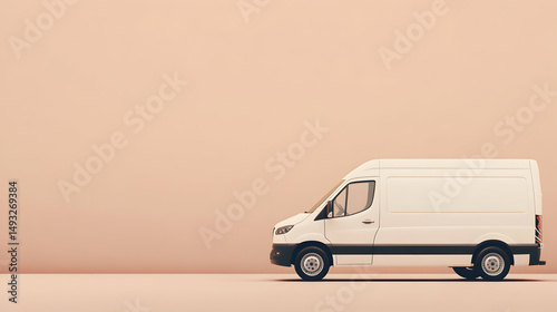 Modern Delivery Van Against Simple Pastel Background
