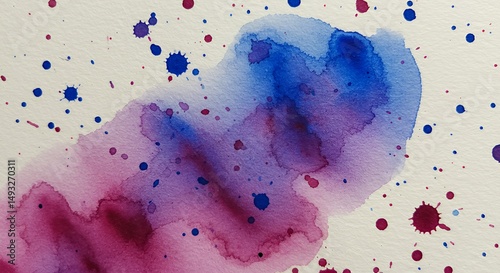 Abstract Watercolor Painting with Splashes of Color