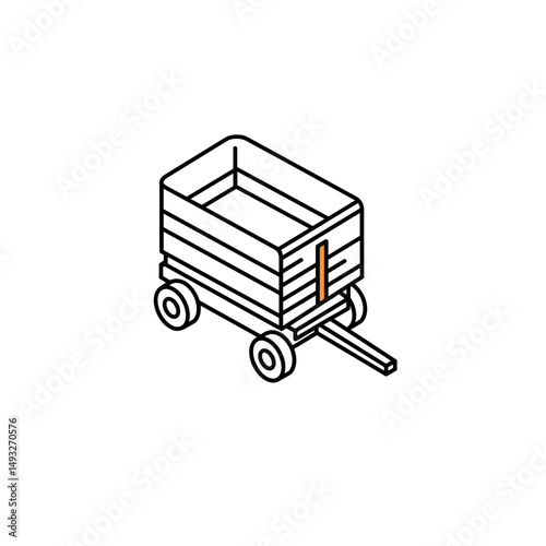 Silage wagon illustration in minimalist style with clean lines  