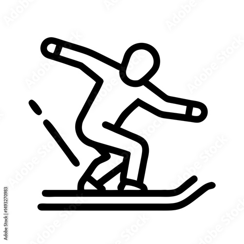 Skateboarder icon in a dynamic pose, representing movement and urban culture