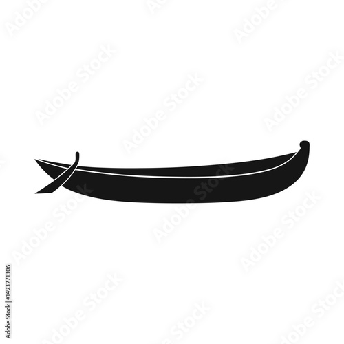 Simple black silhouette of a rowboat with oars