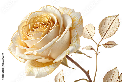 PNG Rose flower plant gold white background white Background Ai generate.