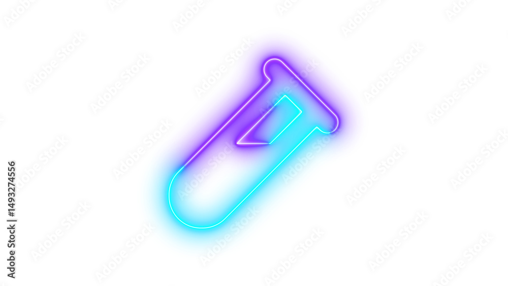 Obraz premium Neon vial icon glowing with transparent background