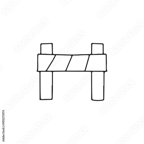 Black outline fire fighter equiptment doodles element stock. vector illustration of character firefighter