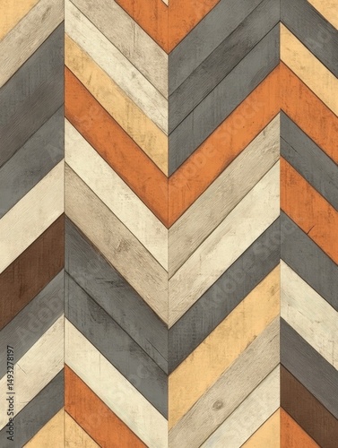 Colorful chevron-patterned wooden planks showcasing a modern design for interior decor