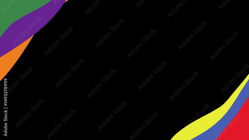 rainbow colored frame animation on the top left and bottom right corner with transparent background