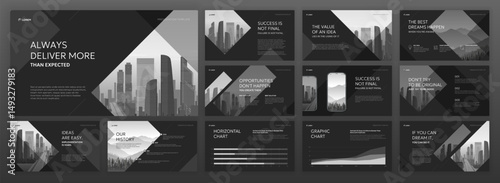 Creative Powerpoint presentation template. Modern Keynote presentation background, brochure cover design, pitch deck, proposal, agenda, annual report, Google slides, company profile, brand guidelines.