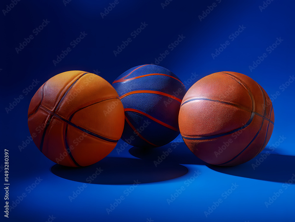 Obraz premium Basketballs on Soft Blue