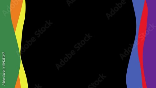 rainbow colored frame animation on the right and left side with transparent background