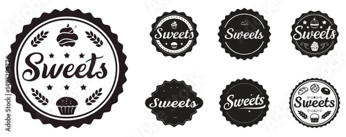 Sweets Bakery Logo Collection: Vintage Cupcake & Pastry Vector Emblems