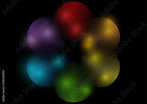 LGBTQ Pride Month abstract colorful rainbow concept linear circle vector background